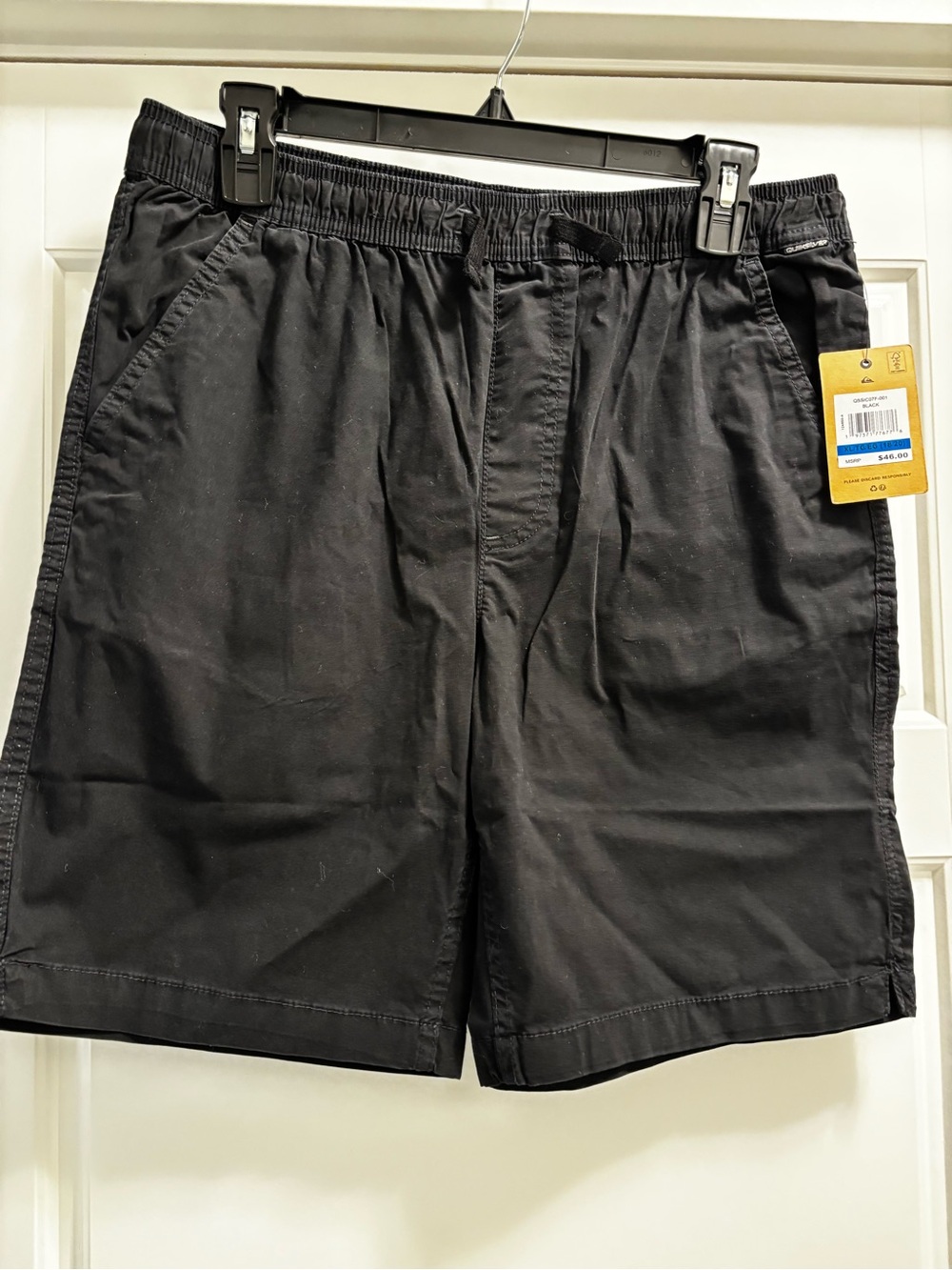 Quicksilver Boys Black Elastic-Waist Athletic Shorts XL- 18/20